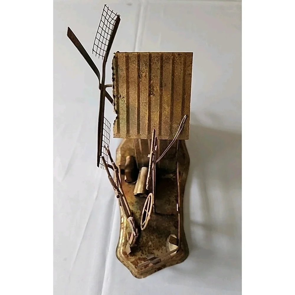 Vintage Handcrafted Metal Music Box Farm Style Windmill Rustic Great Gift